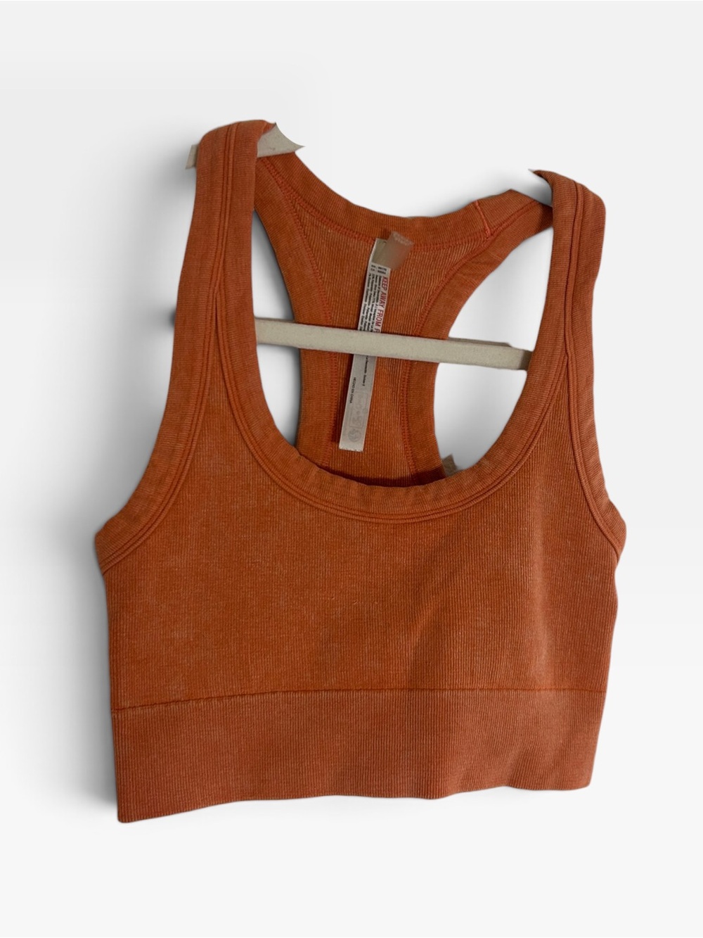 Free People Peach Ribbed Racerback Crop Top - Picture 2 of 4